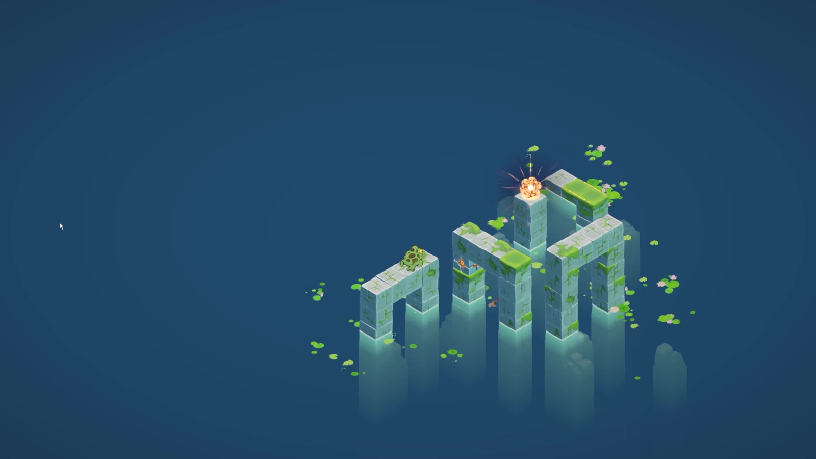 An isometric FROGBLOCK level demonstrating perspective puzzle gameplay